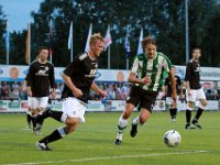 001 Genemuiden Zaanlandia  26-08-2015: Voetbal: SC Genemuiden v Zaanlandia: Genemuiden/Cyrille de La Porte (l) of Zaanlandia, Stef vd velden (r) of Genemuiden/KNVB beker