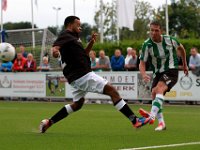 003 Genemuiden Zaanlandia  26-08-2015: Voetbal: SC Genemuiden v Zaanlandia: Genemuiden/Kennedy Duarte Rocha (l) of Zaanlandia, Tjeerd Korf (r) of Genemuiden/KNVB beker