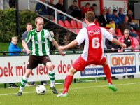 003 HZVV Genemuiden  12-09-2015: Voetbal: HZVV v SC Genemuiden: Hoogeveen/Arjen Netjs (l) of Genemuiden, Pim de Jong (6) of HZVV /Hoofdklasse C