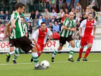 005 HZVV Genemuiden  12-09-2015: Voetbal: HZVV v SC Genemuiden: Hoogeveen/Erik Rotman (l) of Genemuiden, Nick Neumann (ml) of HZVV, Martijn Jansen (mr) of Genemuiden, Erwin Breukelman (r) of HZVV/Hoofdklasse C