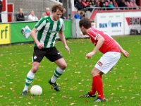 005 Harkemase Boys Genemuiden  07-11-2015: Voetbal: Harkemase Boys v SC Genemuiden: Harkema/Stef van der Velden (l) of Genemuiden, Henny Boulus (r) of Harkema/Hoofdklasse C