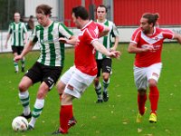 010 Harkemase Boys Genemuiden  07-11-2015: Voetbal: Harkemase Boys v SC Genemuiden: Harkema/Stef van der Velden (l) of Genemuiden, Robin Huisman de Jong (m) Arton Musli (r) of Harkema/Hoofdklasse C