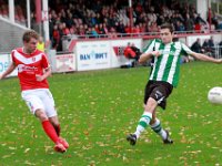 028 Harkemase Boys Genemuiden  07-11-2015: Voetbal: Harkemase Boys v SC Genemuiden: Harkema/Joram Smits (l) of Harkema, Erik Rotman (r) of Genemuiden/Hoofdklasse C