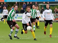 005 Genemuiden DOS'37  14-11-2015: Voetbal: SC Genemuiden v DOS 37: Genemuiden/Stef van der Velden (l) of Genemuiden, Wietse van 't Spijker (m), Kevin Coenraad (r) of DOS '37/Hoofdklasse C