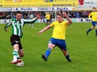 009 Staphorst Genemuiden  12-12-2015: Voetbal: Staphorst v SC Genemuiden: Staphorst/Tjeerd Korf (l) of Genemuiden, Derrick Timmerman (r) of Staphorst/Hoofdklasse C zaterdagamateurvoetbal