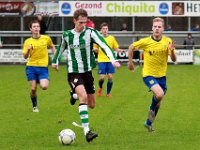 018 Staphorst Genemuiden  12-12-2015: Voetbal: Staphorst v SC Genemuiden: Staphorst/Job van Dalfsen (l) of Genemuiden, Dennis Rosink (r) of Staphorst/Hoofdklasse C zaterdagamateurvoetbal