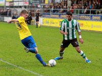 024 Staphorst Genemuiden  12-12-2015: Voetbal: Staphorst v SC Genemuiden: Staphorst/Frank van der Burg (l) of Staphorst, Masies Artien (r) of Genemuiden/Hoofdklasse C zaterdagamateurvoetbal