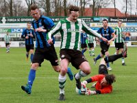 019 2016 Genemuiden ACV  20-02-2016: Voetbal: SC Genemuiden v ACV: Genemuiden/ Erich Jongeling (l) of ACV, Stef van der Velden (m) of Genemuiden, Hindrik Snijders (r) of ACV /Hoofdklasse C zaterdagamateurs