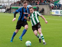 025 2016 Genemuiden ACV  20-02-2016: Voetbal: SC Genemuiden v ACV: Genemuiden/ Erich Jongeling (l) of ACV, Sijmon Eenkhoorn (r) of Genemuiden /Hoofdklasse C zaterdagamateurs