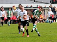 017 2016 Drachtster Boys Genemuiden  30-04-2016: Voetbal: Drachtster Boys v Genemuiden: Drachten / (Iloba Achuna (l), Richard Hamstra (m) of Drachtster Boys, Jacco Riemens (r) of Genemuiden / Hoofdklasse C zaterdag amateurvoetbal