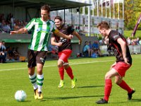 006 2016 Genemuiden Flevo Boys  27-08-2016: Voetbal: SC Genemuiden v Flevo Boys: Genemuiden/ Anne van der Kolk (l) of Genemuiden, Jan Stroker (m), Roelof Strikwerda (r) of Flevo Boys/ Zaterdagamateurvoetbal hoofdklasse B/