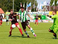 014 2016 Genemuiden Flevo Boys  27-08-2016: Voetbal: SC Genemuiden v Flevo Boys: Genemuiden/ Roelof Strikwerda (l) of Flevo Boys, Danny Menting (m) of Genemuiden, Rodney Rosink (r) of Flevo Boys/ Zaterdagamateurvoetbal hoofdklasse B/