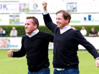 028 2016 Genemuiden ASVDronten  17-09-2016: Voetbal: SC Genemuiden v ASV Dronten: Genemuiden / Trainer-Coach Jan van Raalte (l), Ass, trainer Marc Hegeman (r) of Genemuiden / Hoofdklasse B zaterdagamateurvoetbal /