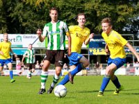 004 2016 Staphorst Genemuiden  24-09-2016: Voetbal: Staphorst v SC Genemuiden: Staphorst / Anne van der Kolk (l) of Genemuiden, Roelof de Jong (m), Mark Schra (r) of Staphorst / Zaterdagamatuervoetbal hoofdklasse B / : SC Genemuiden, VV Staphorst, Anne van der Kolk, Roelof de Jong, Mark Schra