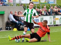 004 2016 Genemuiden Sparta Nijkerk  01-10-2016: Voetbal: SC Genemuiden v Sparta Nijkerk: Genemuiden/ Hoofdklasse B zaterdagamateurvoetbal/ Christian Riemens (l) of Genemuiden,  Sefanja Davids (r) of Sparta Nijkerk. / : Christian Riemens, Sefanja Davids