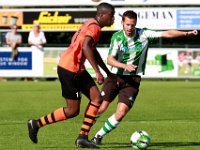 015 2017 Genemuiden Sparta Nijkerk  23-09-2017: Voetbal: SC Genemuiden v Sparta Nijkerk: Genemuiden/Brian Bawuah (l) of Nijkerk, Anne van der Kolk (r) of Genemuiden/ : SC genemuiden, Sparta Nijkerk, Hoofdklasse B, Zaterdagamateurvoetbal, Brian Bawuha, Anne van der Kolk