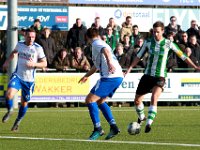 HL20180217015  17-02-2018: Voetbal: Urk v SC Genemuiden: Urk/Riekelt Jan Brands (l) of Urk, Anne van der kolk (r) of Genemuiden/ : SC Genemuiden, SV Urk, Zaterdagamateurvoetbal, Hoofdklasse B, Riekelt Jan Brands, Anne van der Kolk