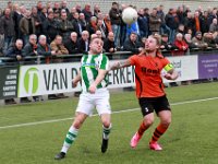 HL20180310013  10-03-2018: Voetbal: Sparta Nijkerk v SC Genemuiden: Nijkerk/Sijmon Eenkhoorn (l) of Genemuiden, Dennis van der Wal (r) of Sparta Nijkerk/ : Sparta Nijkerk, Sportclub Genemuiden, Hoofdklasse B, Zaterdagamateurvoetbal, Sijmon Eenkhoorn, Dennis van der Wal