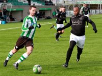 HL20180317009  17-03-2018: Voetbal: SC Genemuiden v DFS: Genemuiden/Anne van der Kolk (l) of Genemuiden, Lorenzo Davids (r) of DFS/ : SC Genemuiden, DFS, Zaterdagamateurvoetbal, Hoofdklasse B, Anne van der Kolk, Lorenzo Davids