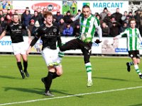 HL20180317017  17-03-2018: Voetbal: SC Genemuiden v DFS: Genemuiden/Mart Raterink (l) of DFS, Omar Kavak (r) of Genemuiden/ : SC Genemuiden, DFS, Zaterdagamateurvoetbal, Hoofdklasse B, Corne Davelaar, Mart Raterink, Omar Kavak, Frank Jansen