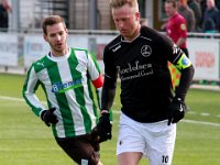 HL20180317030  17-03-2018: Voetbal: SC Genemuiden v DFS: Genemuiden/Anne van der Kolk (l) of Genemuiden, Rutger Worm (r) of DFS/ : SC Genemuiden, DFS, Zaterdagamateurvoetbal, Hoofdklasse B, Anne van der Kolk, Rutger Worm