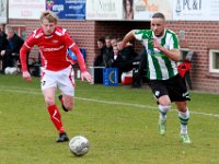 HL20180324004  24-03-2018: Voetbal: AZSV v SC Genemuiden: Aalten/Bram Rensing (l) of AZSV, Omar Kavak (r) of Genemuiden/ : SC Genemuiden, AZSV, Zaterdagamateurvoetbal, Hoofdklasse B, Bram Rensing, Omar Kavak