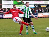 HL20180324009  24-03-2018: Voetbal: AZSV v SC Genemuiden: Aalten/Jonathan Goosen (l) of AZSV, Sijmon Eenkhoorn (r) of Genemuiden. : SC Genemuiden, AZSV, Zaterdagamateurvoetbal, Hoofdklasse B, Jonathan Goosen, Sijmon Eenkhoorn