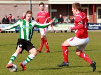 HL20180324021  24-03-2018: Voetbal: AZSV v SC Genemuiden: Aalten/Joran Pot (l) of Genemuiden, Niek te Veluwe (r) of AZSV/ : SC Genemuiden, AZSV, Zaterdagamateurvoetbal, Hoofdklasse B, Joran Pot, Niek te Veluwe