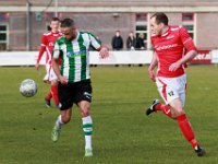 HL20180324023  24-03-2018: Voetbal: AZSV v SC Genemuiden: Aalten/Omar Kavak (l) of Genemuiden, Jonathan Goosen (r) of AZSV/ : SC Genemuiden, AZSV, Zaterdagamateurvoetbal, Hoofdklasse B, OMar Kavak, Jonathan Goosen