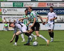 HL20250510002 GENEMUIDEN, NETHERLANDS - MAY 10, 2025: Sam Holsink (l) of HSC, Niels Grevink (r) of Genemuiden. Competition match between SC Genemuiden vs HSC '21 at...