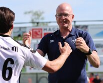 HL20250510018 GENEMUIDEN, NETHERLANDS - MAY 10, 2025: Trainer-Coach Daniël Nijhof of HSC. Competition match between SC Genemuiden vs HSC '21 at Sportcomplex de Wetering on...