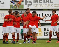 HL20250823013 GENEMUIDEN, NETHERLANDS - AUGUST 23:Team of Sparta Nijkerk. Competition match between SC Genemuiden vs Sparta Nijkerk at Sports complex “the Wetering” on august...