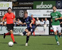 HL20250830009 BUNSCHOTEN, NETHERLANDS - AUGUST 30, 2025: Ref. Cantineau (l), Rutger Etten (m) of Genemuiden, Jordy Hilterman (r) of Eemdijk. Competition match between vv...