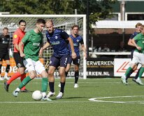 HL20250830011 BUNSCHOTEN, NETHERLANDS - AUGUST 30, 2025: Jordy Hilterman (l) of Eemdijk, Matthias breman (r) of Genemuiden. Competition match between vv Eemdijk vs SC...