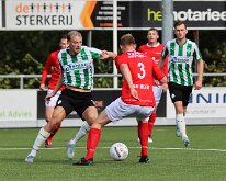 HL20251004009 RIJSSEN, NETHERLANDS - OKTOBER 10: Niels Grevink (l). Rens van Benthem (r) of Genemuiden. Competition match between Excelsior '31 vs SC Genemuiden at Sports...