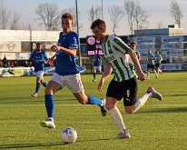 HL20251213003 GENEMUIDEN, NETHERLANDS - DECEMBER 13, 2025: Bjorn Klaassens (l) of Hoogeveen, Rens van Benthem (r) of Genemuiden. Competition match between SC Genemuiden vs...