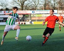 HL20260117009 NIJKERK, NETHERLANDS - JANUARY 17, 2026: Rens van Benthem (l) of Genemuiden, Thomas van Dijk (r) of Nijkerk. Competition match between Sparta Nijkerk vs SC...