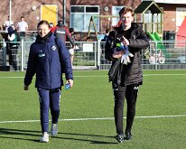 HL20260207002 WOERDEN, NETHERLANDS - FEBRUARY 2026: Rianka Hoeve (l), Kris Lindeboom (r) of Genemuiden. Competition match between Sportlust '46 vs SC Genemuiden at Sports...