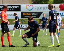 HL20260509009 SCHERPENZEEL, NETHERLANDS - MAY 9: Ref. Eric van der Vaart (l), Berwout Beimers (m), Nick Buitink (r) of Genemuiden. Competition match between vv Scherpenzeel...