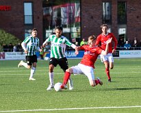 HL20261017017 RIJSSEN, NETHERLANDS - OKTOBER 17: Mitchell van Rooijen (l) of Genemuiden, Mika Schrijver (m), Alex de Jong (r) of Excelsior. Competition match between...